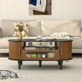 thumbnail image 4 of Fluted Coffee Table with Storage, Modern Coffee Tables with Drawer, Wood Center Table for Living Room, 4 of 9