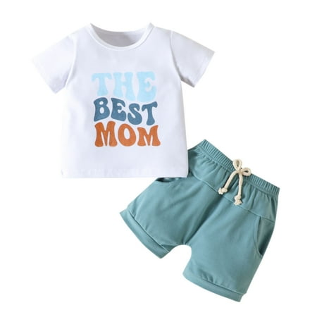 

ASEIDFNSA Baby Boy Clothes Outfits Simple Baby Boy Toddler Boys Short Sleeve Letter Prints T Shirt Pullover Tops Shorts Kids Outfits