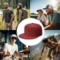 thumbnail image 5 of Classic Red and Black Buffalo Plaid Snapback Hat - Rustic Farmhouse Print Flat Brim Cap for Streetwear Fans, 5 of 5