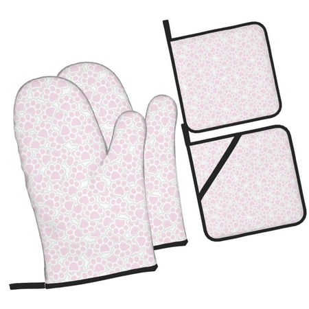 

Sikiie Cat Paw Oven Mitts and Pot Holders Silicone Oven Gloves Heat Resistant Oven Mitts 4Pcs Set