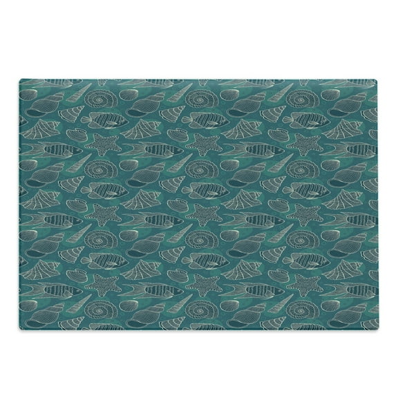 Sea Shells Cutting Board, Nautical Ocean Pattern Underwater World Sea Life Theme Sketch Style, Decorative Tempered Glass Cutting and Serving Board, in 3 Sizes, by Ambesonne