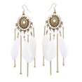 thumbnail image 1 of Femmes Filles Rondes Chaînes à Disque Perforé Pompon Plume Boucles d'Oreilles Frinded Plume Boucles d'Oreilles Bohemia Dangle Eardrop Drop Pendentif Oreille Accessoires, 1 of 7