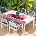 thumbnail image 2 of Valentine's Day Table Cloths for 4 Foot Rectangle Tables, Pink Love Roses Truck Romantic White Patio Waterproof Elastic Fitted Tablecloths, Washable Rectangular Table Cover for Camping, 2 of 8
