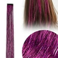 thumbnail image 2 of Hair Tinsel, Colorful Glitter Hair Accessories 19" Clip in Hair Tinsel Extensions Fairy Hair Accessories Party Kit for Women, Sparkling Shiny Hair Tinsel Strands, 1Pc, Multicolor(Red,19.7x1.3"), 2 of 9