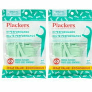 2 Packs Plackers Hi Performance Fine  Mint Dental Flossers 120 ct Total ( Floss color can be White or Green)