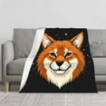 thumbnail image 3 of Cozy Flannel Blanket with Whimsical Fox Design - Soft Warm Perfect for Sofa Travel Bed or Chair - Ideal for Snuggling, 3 of 7