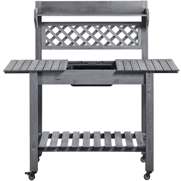 Yaheetech Garden Potting Bench Wooden Work Station for Outdoor, Gray