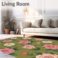 thumbnail image 2 of ODIKA 3'x5' Machine Washable Non-Slip Area Rug, Garden Toile with Hand Painted Floral Details High Traffic Rug with Pad, Green, 577516, 2 of 8