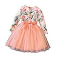 thumbnail image 2 of KYAIGUO Baby Toddler Long Sleeve Tulle Dress for Girls 1-7Y Spring Vintage Floral Birthday Wedding Skirt Kids Floral Party Tutu Dresses Splicing Princess Dress with Bow, 2 of 10