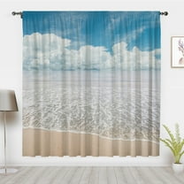 Summer sun beach art curtains, Modern minimalist Ocean tide Window Curtains, Blackout Curtains Window Drapes Bedroom privacy Decor(Rod Pocket)