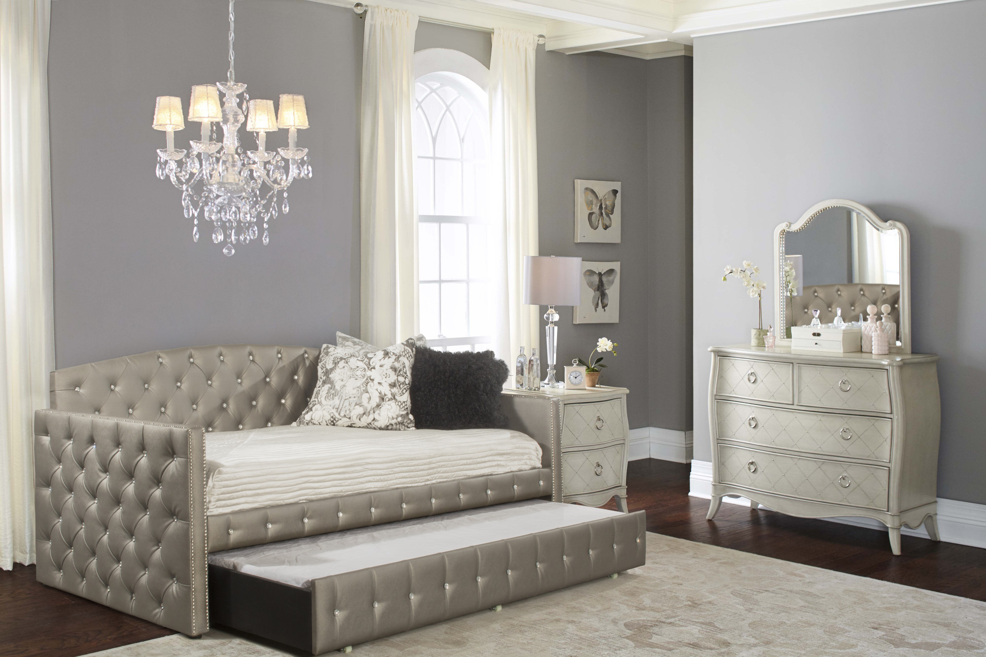 Hillsdale Furniture Memphis Upholstered Twin Daybed with Trundle, Pewter - image 3 of 5