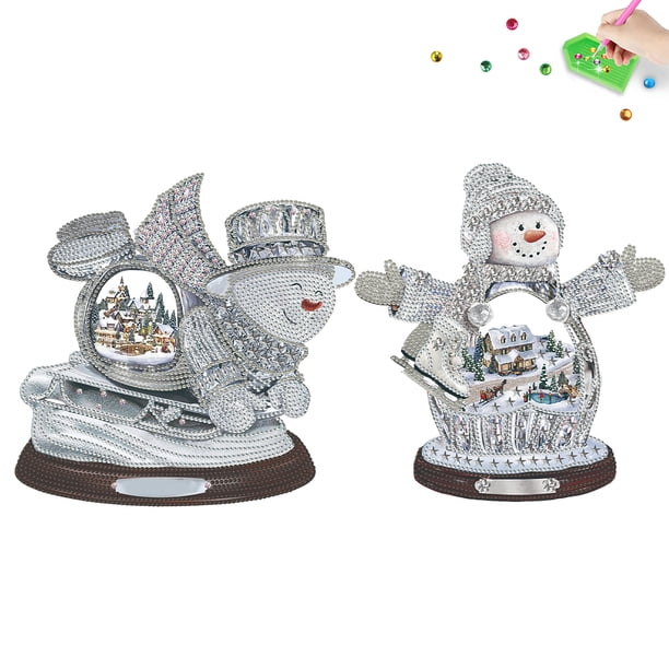 2 Pegatinas Mosaico Diamantes Con Forma Especial Muñeco Nieve Navidad para Regalo Y Niña