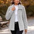thumbnail image 5 of Womens Winter Warm Coats Full Zip Long Sleeve Double-sided Velvet Short Fleece Jacket Loose Outerwear With Pockets, 5 of 7