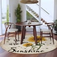 thumbnail image 3 of Round Rugs 5Ft, Yellow Sunflower Round Area Rug Washable Indoor Throw Carpet, Summer Vintage Flower Bee Sunshine Soft Non Slip Circle Rug for Cabinet Bathroom Home Decor Aesthetic, 3 of 8