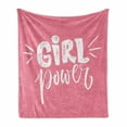 thumbnail image 1 of Feminist Soft Flannel Fleece Blanket, Brush Stroke Style Lettering Girl Power for Inspirational Theme Grungy Background, Cozy Plush for Indoor and Outdoor Use, 60" x 80", Pink White, by Ambesonne, 1 of 6