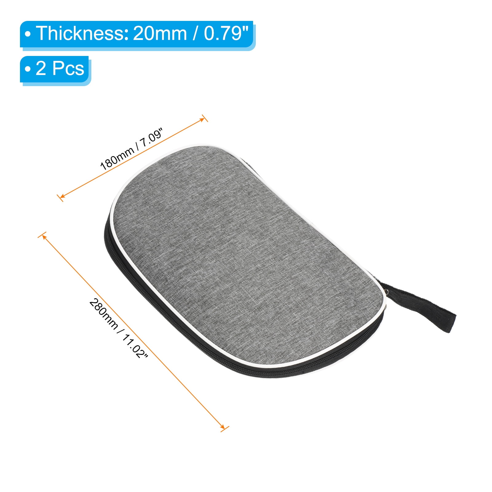 Uxcell Ping Pong Paddle Case Table Tennis Racket Case Soft Cover Container Bag Fan Shaped, Grey 2 Pack