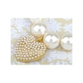 thumbnail image 4 of Fabricated White Pearl Bead Bracelet Golden Toned Heart Faux Pearl Love Charm, 4 of 5