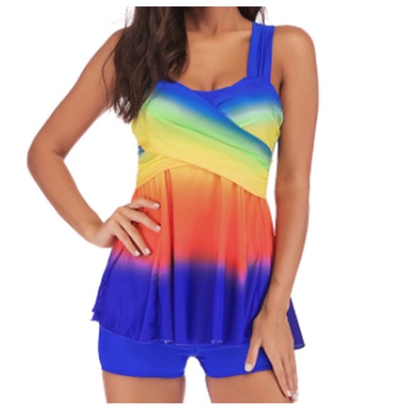 DOPI Women Plus Size Tankini Swimjupmsuit Swimsuit Beachwear Padded Swimwear