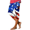 thumbnail image 3 of QATAINLAV Gifts for Mom! 4th of July Capri Leggings for Women American Flag Graphic Print Workout Yoga Capris High Waisted Tight Patriotic Cropped Pants Blue M, 3 of 6