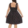 thumbnail image 5 of HDE Womens Plus Size Romper Dress with Built in Shorts & Pockets Black Ditsy Red Floral 3X, 5 of 7