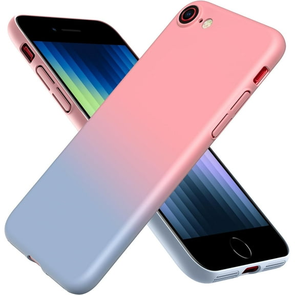 for iPhone SE Case 2022/3rd/2020,iPhone 8/7 Case, New Designed Slim Phone Case,[10 FT Military Grade Drop Protection], with Lens Protector,Gradient,Pink blue7-IP8g-03