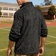 thumbnail image 6 of Polar Fleece Jacket Men Fall Winter Long Sleeve Loose Casual Stand Collar Zip Up Jackets with Pockets Fuzzy Coat Outerwear, 6 of 7