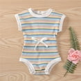 thumbnail image 2 of KVPLBQFD Girls Bodysuit Baby Boys Girls Striped Spring Summer Short Sleeve Romper Bodysuit Clothes Striped Baby Spring Romper Toddler Onesies 4t Girls Clothes, 2 of 4