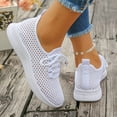 thumbnail image 6 of Sneakers for Women Lightweight Mesh Lace up Outdoor Running Shoes Casual Slip on Soft Sole Walking Shoes Breathable Athletic Shoes White Size 6.5, 6 of 9