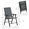 thumbnail image 3 of Outsunny 2-Piece Folding Dining Chair Set for Relaxing on Patio, Dark Grey, 3 of 10