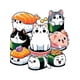 thumbnail image 2 of [Cartoon Sushi Cat Print Tee] Trendy Cartoon Sushi Cat Print T-shirt - Round Neck Short Sleeve Comfortable Summer Top, 2 of 6