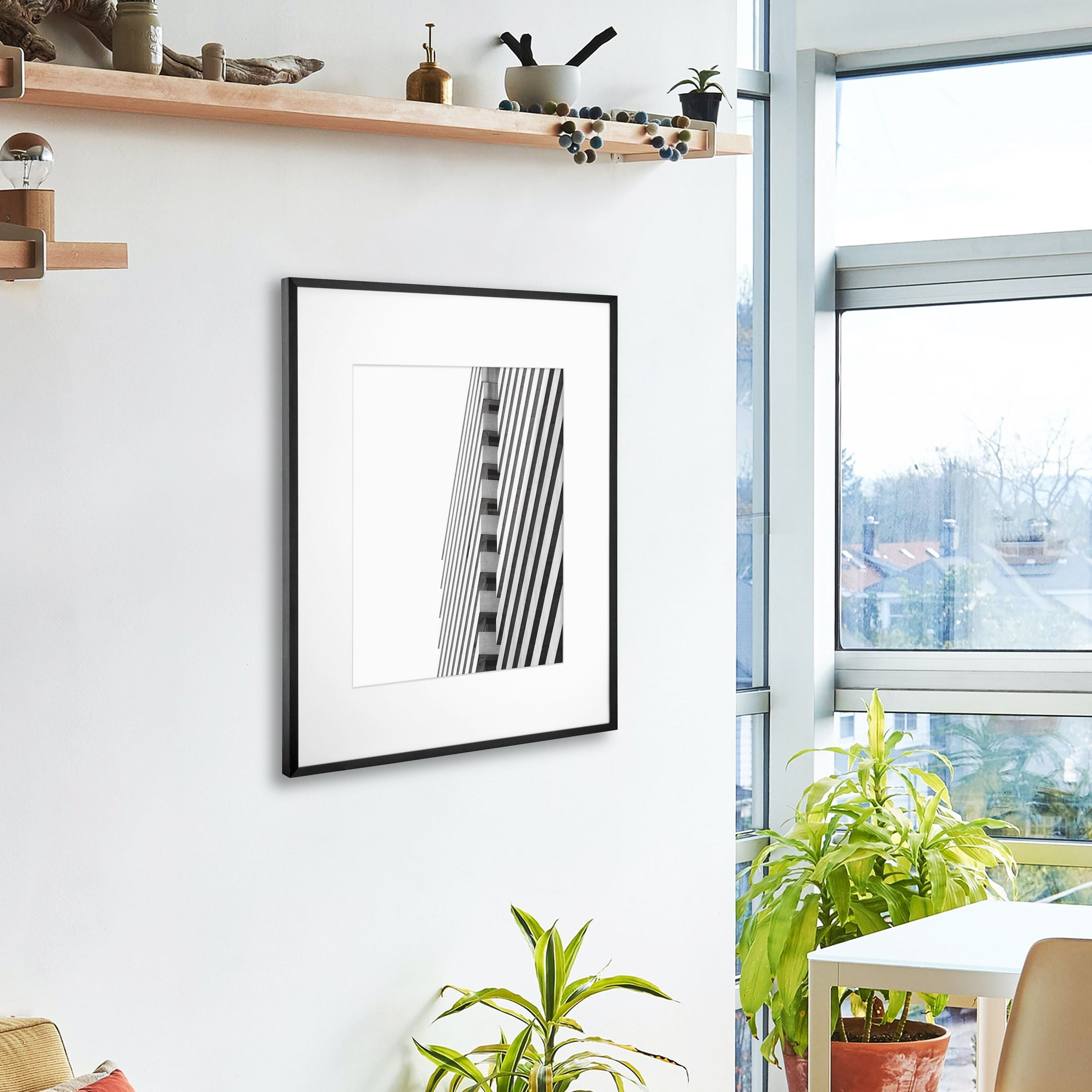 Better Homes & Gardens 16 x 20 Matted to 11 x 14 Metal Gallery Wall Picture Frame, Black, Non-Glare