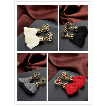Fashion Style Rhinestone - Vintage Style Rhinestones Crystal Tassel Dangle Stud Earrings Fashion Jewelry BG