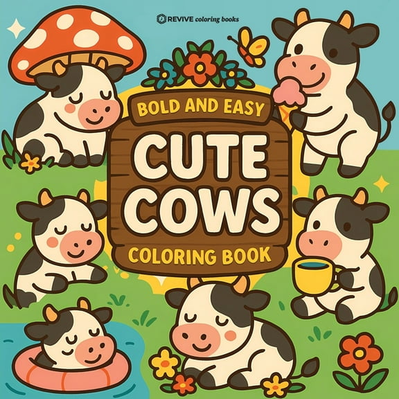 Bold & Easy Stress Relief Coloring B Bold & Easy Cute Cows Coloring Book: Cute & Fun Stress Relief Coloring, (Paperback)