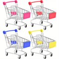 thumbnail image 1 of CNKOO 4 Pcs Mini Chariot de Courses Chariot de Courses Coloré Mini Chariot à Main Mode Mini Ulitily Trolley Rangement de Bureau ZZZ, 1 of 5