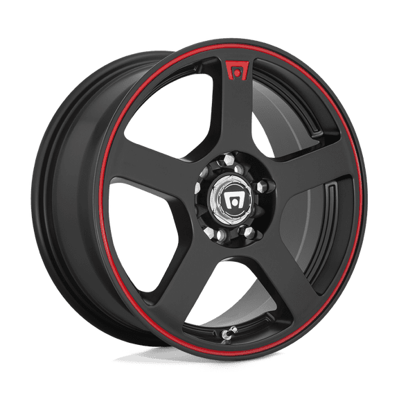 Motegi Aluminum Rim MR116 FS5 15X6.5in Matte Black Red Racing Stripe Finish, MR11656508740