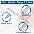 thumbnail image 3 of Uxcell Slim Metallic Ballpoint Pen, Black Ink 1mm Medium Point Pen Retractable Lightweight Smooth Writing Pens with Metal Clips for Business Office Wedding Guest Book Silver Tone, 3 of 6