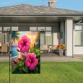 thumbnail image 3 of Amhnf Tropical Hibiscus Flower Garden Flag With Palm Trees And Ocean Sunset Scene For Home Outdoor Garden Yard Decor 12x18 inch, 3 of 5