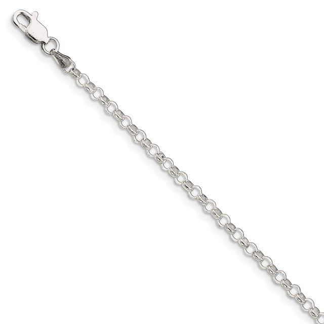 925 Sterling Silver 3mm Rolo Link Chain Bracelet Rope