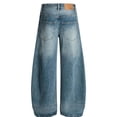 thumbnail image 3 of Mens Wide Leg Vintage Wash Jeans Retro Casual Relaxed Fit Trousers with Slight Stretch for Everyday Wear Classic Style, 3 of 10