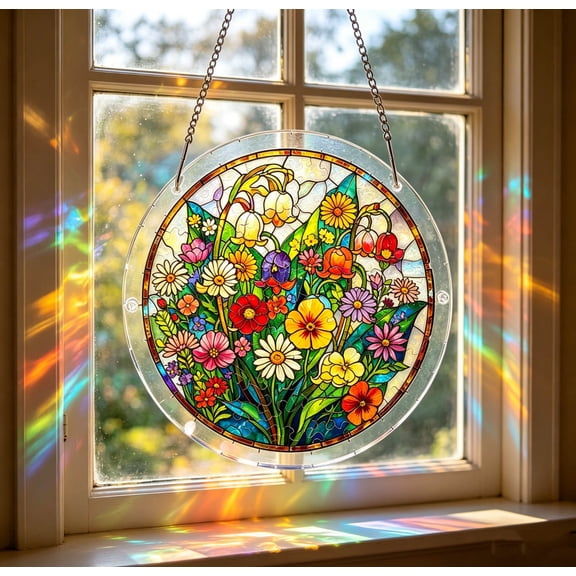 Acrylic Puzzles Suncatcher Window Hanging, 7.4 Inch Sun Catcher Acrylic Puzzles Garden Decoration for Women Men Mom Birthday Gift Home Decor