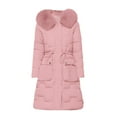 thumbnail image 5 of Breezora Slim Fit Long Puffer Coat for Women Warm Thickened Lined Waist Defining Winter Jacket XXXL Size Pink, 5 of 5