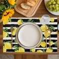 thumbnail image 4 of Yellow Lemons Placemats Set of 8, Summer Citrus Fruits Leaves Black Stripes Placemats for Dining Table, Place Mats for Kitchen Tabletop, Waterproof Wipeable Dining Table Mats Set, 4 of 9