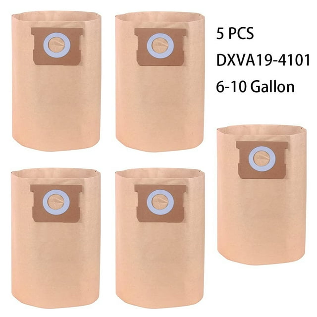 Pack 5 Vacuum Filter Dust Bags For DEWALT 6 to 10 Gallon Shop Vac