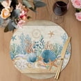 thumbnail image 3 of Starfish Coastal Round 13 Inch Placemats Set of 2, Summer Ocean Coral Conch Seagrass Vintage Brown HeatResistant Non Slip Place Mats for Dining Table, Wipeable Kitchen Table Mats for Housewarming, 3 of 9