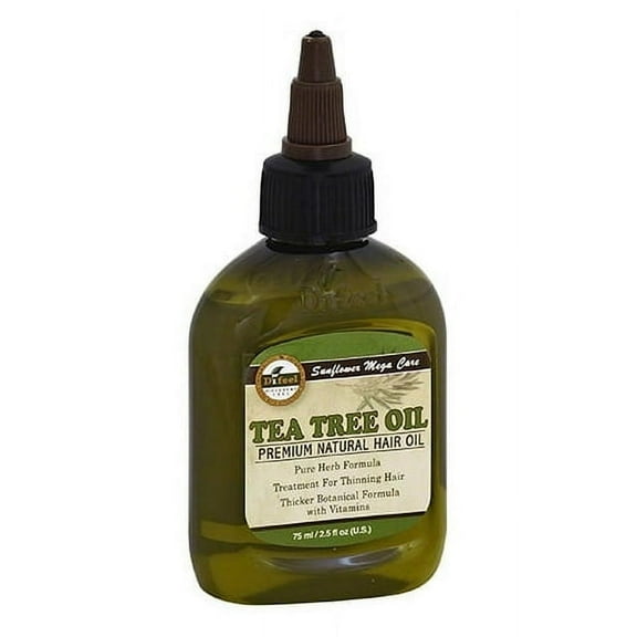 Difeel Sunflower Mega Care Tea Tree Oil Premium Natural Hair Oil, 2.5 Oz, 2 Pack
