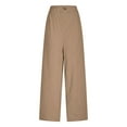 thumbnail image 5 of QATAINLAV Linen Pants Women Elastic High Waisted Wide Leg Beach Pants Solid Casual Pull On Lounge Trousers with Pockets, Khaki, XXL, 5 of 7