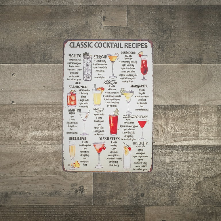 Metal Retro Classic Alcohol Liquor Cocktail Recipes Wall Sign Home Bar Pub Decor Metal Retro Classic Alcohol Liquor Cocktail Recipes Wall Sign Home Bar Pub Decor