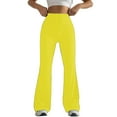 thumbnail image 3 of Feancey High Waist Flare Pants for Women Milk Silk Soft Bootcut Leggings Tummy Control Sports Yoga Pants Stretchy Slim Fit Athletic Tights Today's Sales Yellow S, 3 of 7