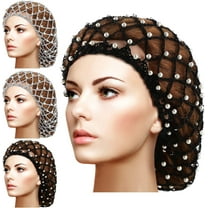 4 Pieces Snoods for Women Hair Net Pearl Crochet Mesh Hairnet Mesh Rayon Knit Hair Wrap Cover for Sleeping