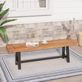 thumbnail image 2 of CHTER Outdoor Bench Garden Bench Wood 63", Patio Dining Bench Weatherproof, Wooden Park Front Porch Benches for Outside, Backless Acacia Wood Bench Long Narrow Clearance, Teak, 2 of 8